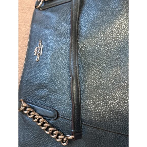 Coach AVA Leather Metallic Teal Tote G1857-F35850 Shoulder Handbag - Picture 11 of 16